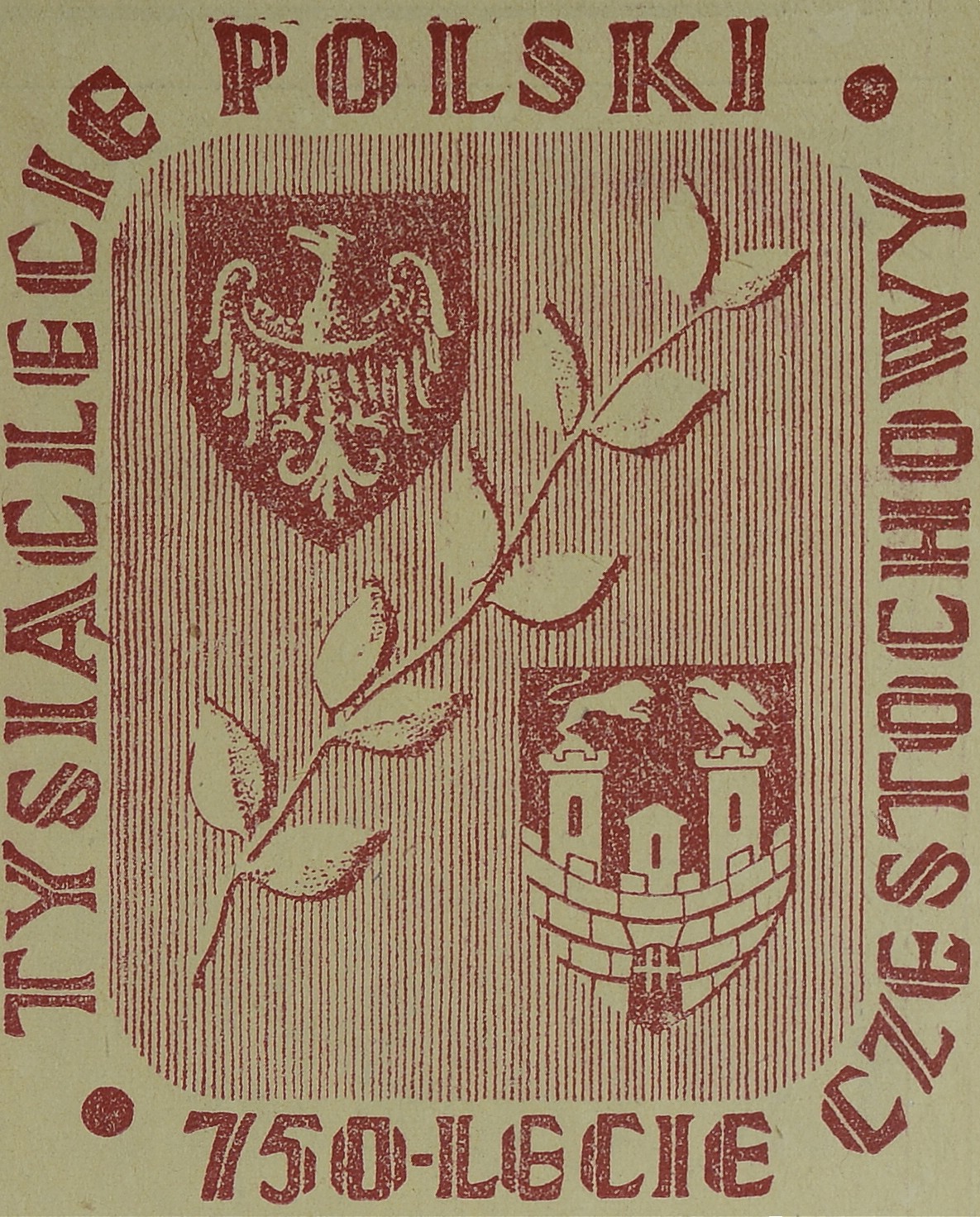 Logo obchodów rocznicowych. Znaczek z godłem Polski i herbem Częstochowy