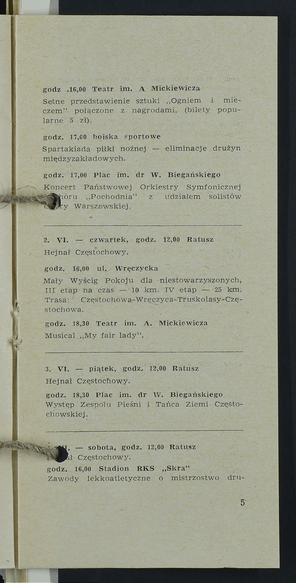 Program imprez dni Częstochowy w ramach obchodów 750-lecia Częstochowy i 1000-lecia Państwa Polskiego